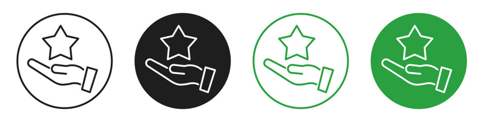 hand hold star line icon set