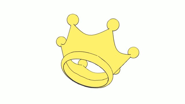 Yellow crown animation on white background