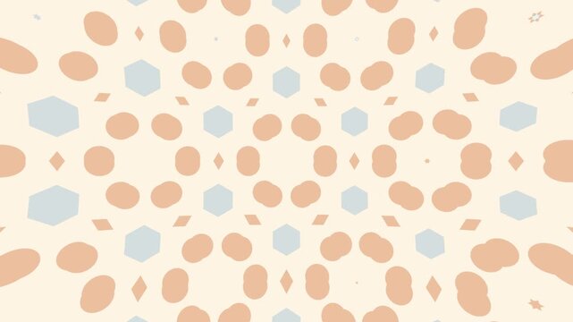 Elegant flat mandala kaleidoscope &mdash; abstract hexagonal pattern forming a continuous animated background with subtle depth and visual harmony for website headers