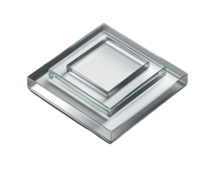 Stacked clear glass squares,  3D render