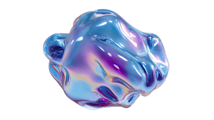 Abstract iridescent blob, fluid form, vibrant colors