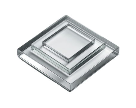 Stacked clear glass squares,  3D render - Powered by Adobe