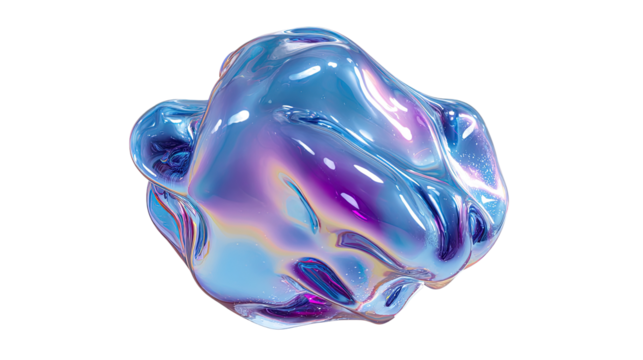 Abstract iridescent blob, fluid form, vibrant colors