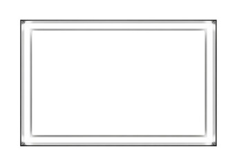 Obraz premium Theater light frame background for logo or title, white background with illuminated rectangle frame design and transparent copy space