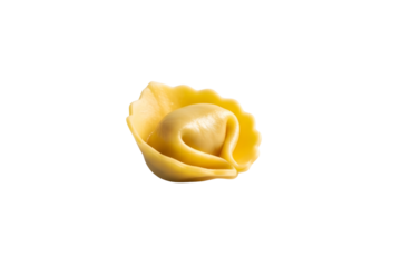 Single golden tortellini pasta isolated on transparent background