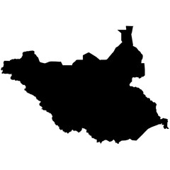 Editable black vector silhouette of the African country of South Sudan.