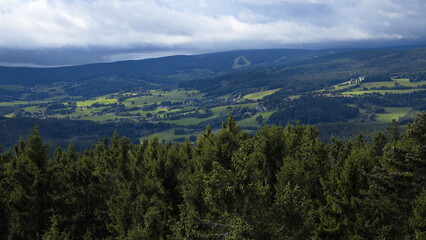 View from the lookout tower in Javornik, South Bohemian Region, Czech Republic, Europe
