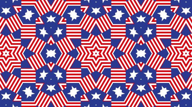 Abstract mandala kaleidoscope with flat hexagonal pattern &mdash; continuous dynamic background animation with balanced geometry and fluid motion design