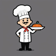 Halloween chef with pumpkin