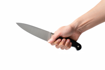 Hand Holding Chef’s Knife — on transparent png Background