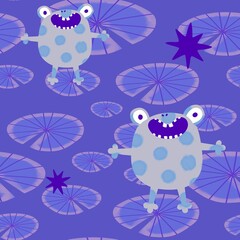 Cartoon animals seamless frogs pattern for wrapping paper and fabrics and kids clothes print and party accessories
