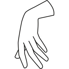 Obraz premium Outline of a graceful hand with fingers gently curved downward against a transparent background symbolizing delicate presentation or holding action