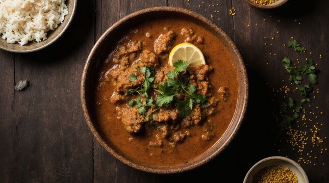 Khoresh Persian Stew with Herbs Meat and Dried Limes in Elegant Presentation