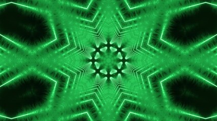 Acid neon kaleidoscope abstract mandala background glowing in octagonal fractal symmetry, luminous futuristic visuals evolving into radiant digital motion formations - Powered by Adobe