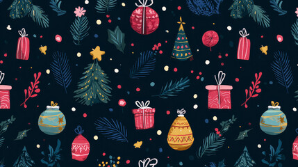 Christmas Seamless Pattern. Christmas and New Year's Holiday 