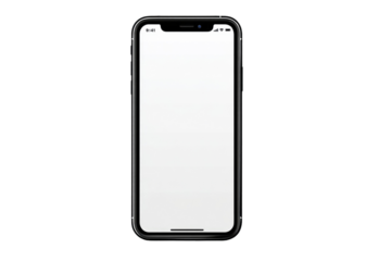 Black smartphone with blank white screen