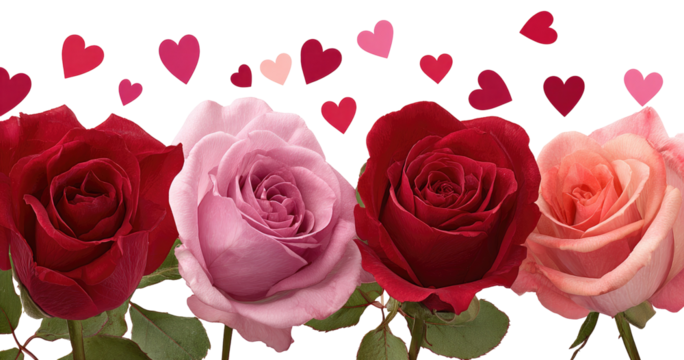 Roses and hearts, a romantic image