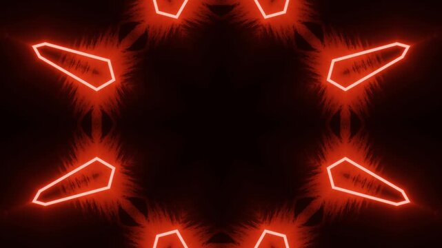 Abstract neon kaleidoscope acid mandala background glowing with octagonal symmetry, luminous fractal geometry evolving into futuristic radiant visual formations