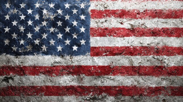 Close up of a weathered and distressed american flag texture - Powered by Adobe