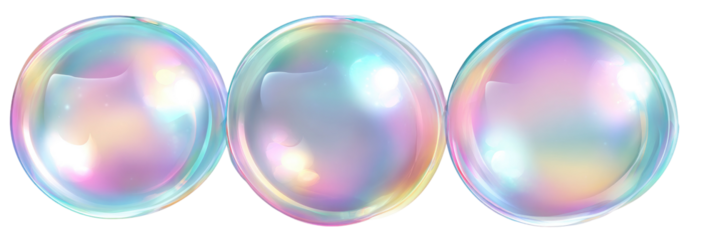 Three iridescent soap bubbles (2)