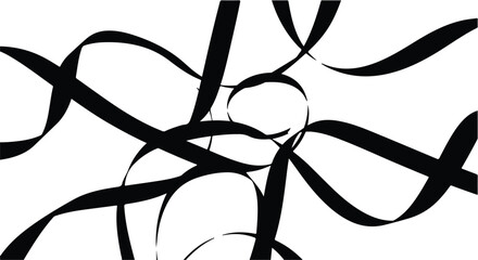 Elegant black ribbon gracefully flowing and abstractly intertwined against a clean white background