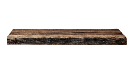 Rustic wooden plank, horizontal, isolated
