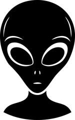 Mysterious alien head silhouette with large eyes, symbolizing extraterrestrial life, sci fi, and cosmic exploration for futuristic projects.