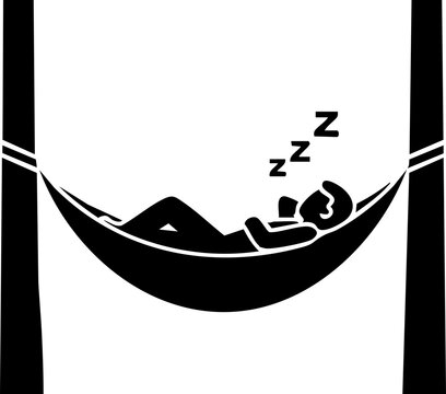 Relaxing escape: Person peacefully sleeping in hammock, enjoying leisure time, carefree vibes, perfect for vacation getaway, rest and relaxation concepts