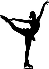 Graceful figure skater striking elegant pose on ice, embodying athletic artistry and winter sport passion.