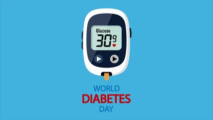 Diabetes world day glucometer, art video illustration.