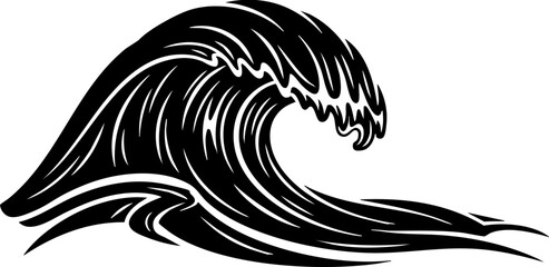 Dynamic black wave crashes powerfully, symbolizing ocean energy and natural force for your modern design projects.