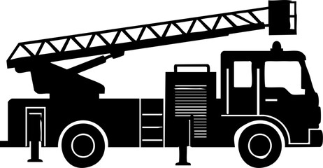 Powerful fire truck with extended ladder ready for action, a symbol of safety and emergency response.