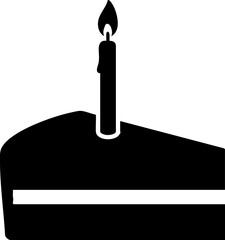 Celebration slice of cake with a single lit candle igniting festive joy for birthdays and special occasions