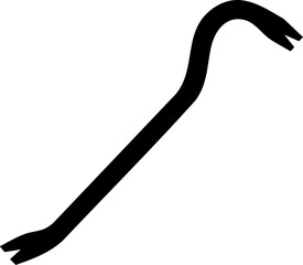 Bold black silhouette of a versatile crowbar tool, ready for construction, demolition, or rescue operations, symbolizing strength and utility.