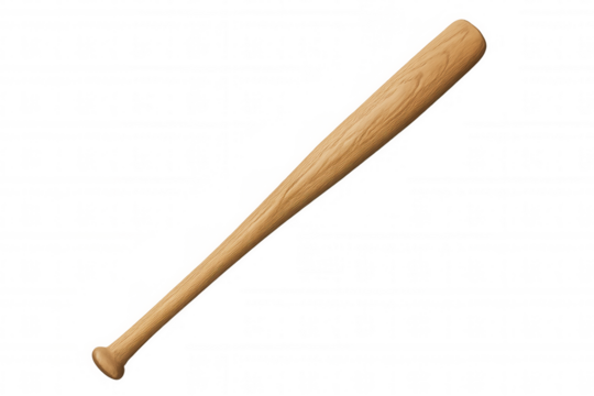 Baseball bat made from light wood, a classic sports equipment, on a transparent background
