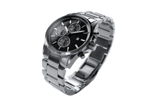 Sleek silver chronograph wristwatch (1)