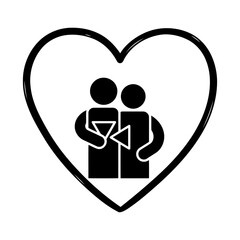 Couples hugging vector art of gay couple in love holding cocktail glasses