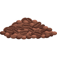 A Pile of Roasted Coffee Beans Displayed on a Transparent Background