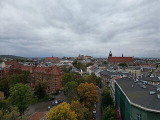 Kazimierz - Kraków - Polska - widok z drona na strarą żydowską dzielnice