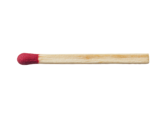 Close-up of a single wooden match with a red head