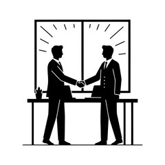 Office restart handshake vector art of businessmen shaking hands in office