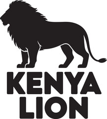 Kenya Lion Vector Logo Text African Wildlife Mascot Emblem Typography Design