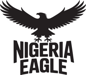 Obraz premium Nigeria Eagle Vector Logo Text African Nation Bird Mascot Emblem Typography Design