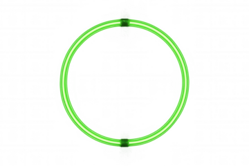 Green neon glowing circle creating a futuristic vibrant empty frame for content on transparent background