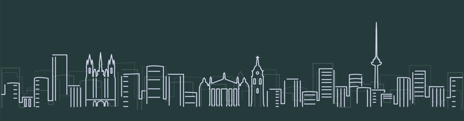 Vilnius Simple Lines Skyline on Dark Background