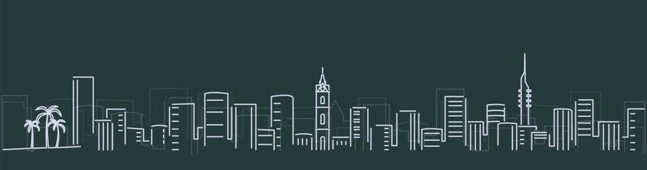 Tel Aviv Simple Lines Skyline on Dark Background