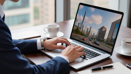 businessman working on laptop