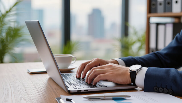 businessman working on laptop