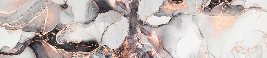 Elegant Marble Texture with Copper and Black Veins