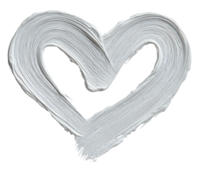 White paint heart, textured brushstrokes